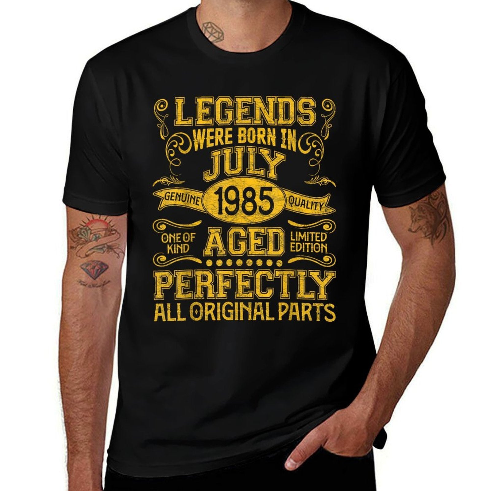 40 Years Old Legends Born In July 1985 40th Birthday  Heathered Texture T-Shirt