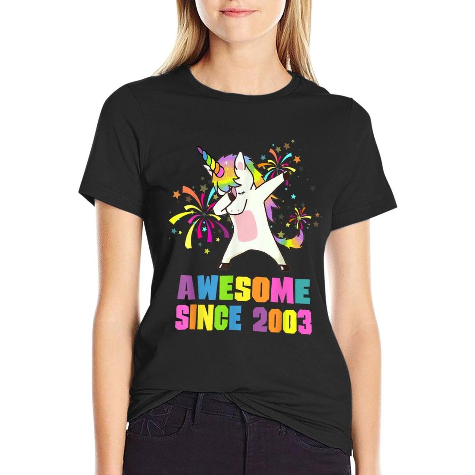 22 Years Old Awesome Since 2003 Unicorn 22nd Birthday  High-quality Stitching T-Shirt