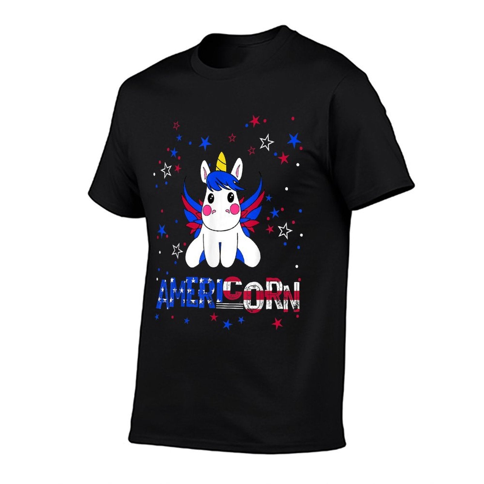 Americorn American Unicorn with Wings July 4th USA Gift  Stretchy T-Shirt