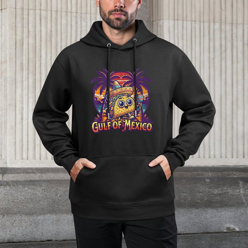 Gulf of Mexico with A Cute Mexican Cool Taco Illustration Layering Staple Hoodie
