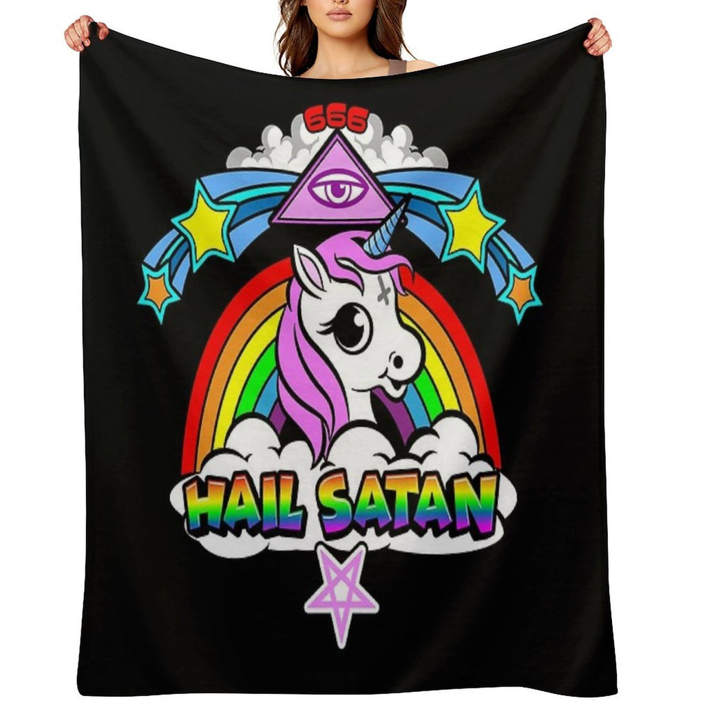 HAIL SATAN Machine-washable Throw Blanket