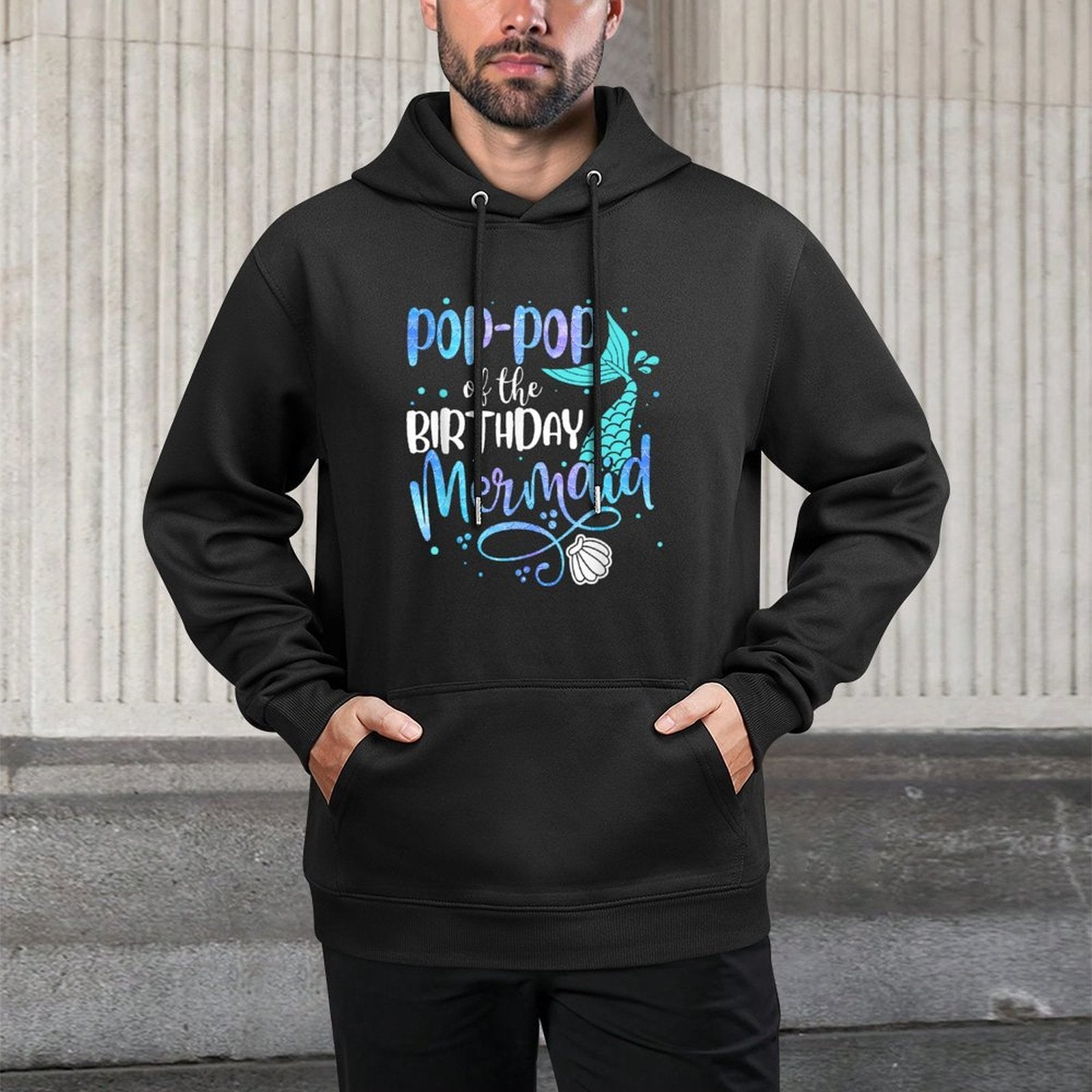 Pop-Pop Of The Birthday Mermaid Family Matching Party Squad Layering Staple Hoodie