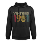 1981 40th Birthday Gift Vintage Retro Men Women 40 Years Old Kangaroo Pocket Hoodie