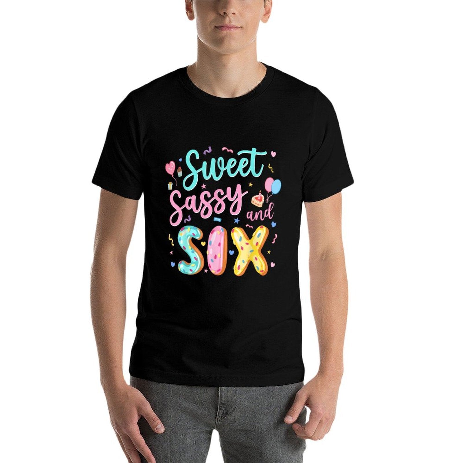 6Th Birthday Girl Sweet Sassy And Six Donut 6 Year Old Kids Comfortable T-Shirt