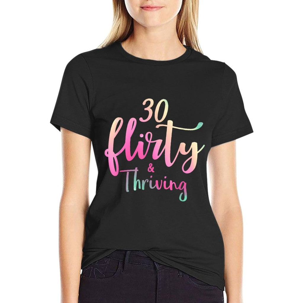 30 Thirty, Flirty & Thriving 30th Birthday Party  Heathered Texture T-Shirt