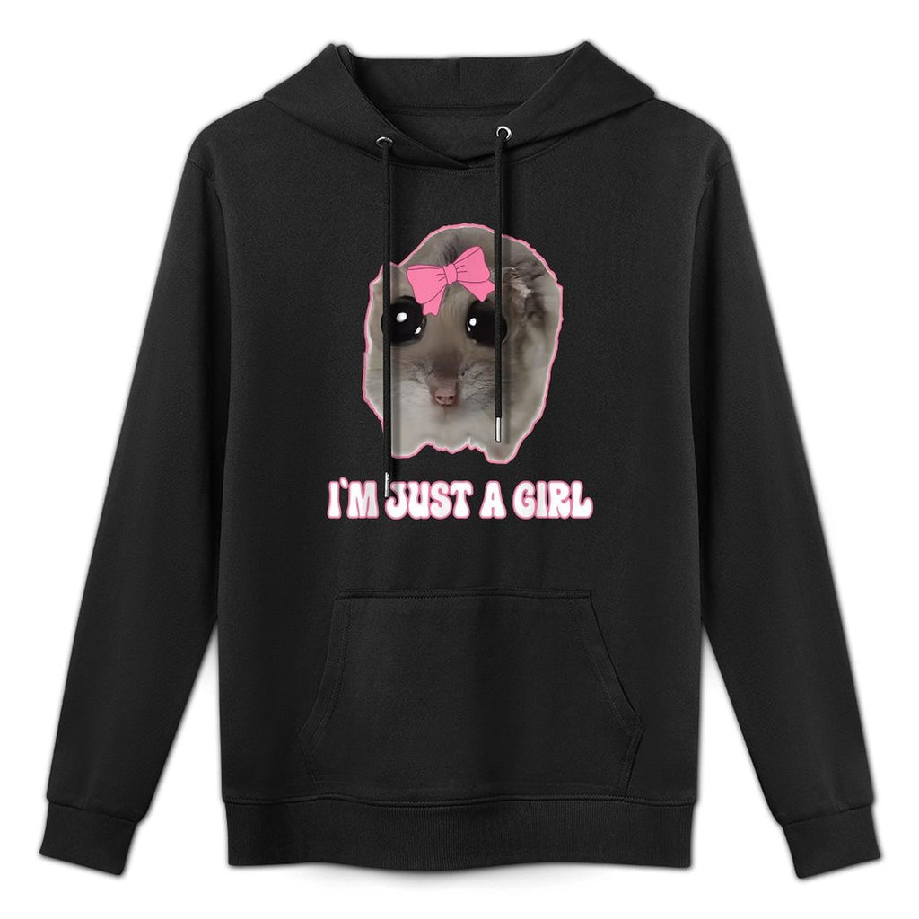 Sad Hamster Meme - Im Just A Girl Funny Hamster Kangaroo Pocket Hoodie