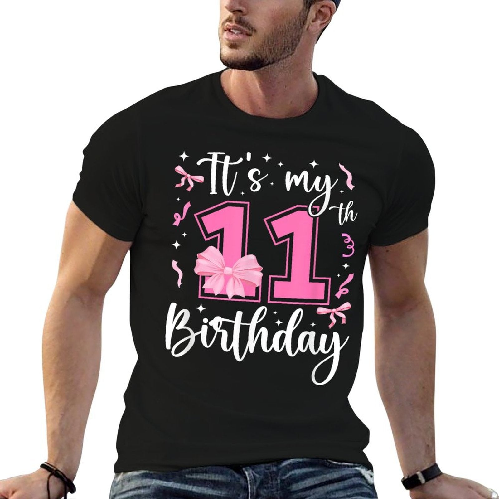 11th Coquette Themed Birthday Eleven Year Old Girl Bow Comfortable T-Shirt