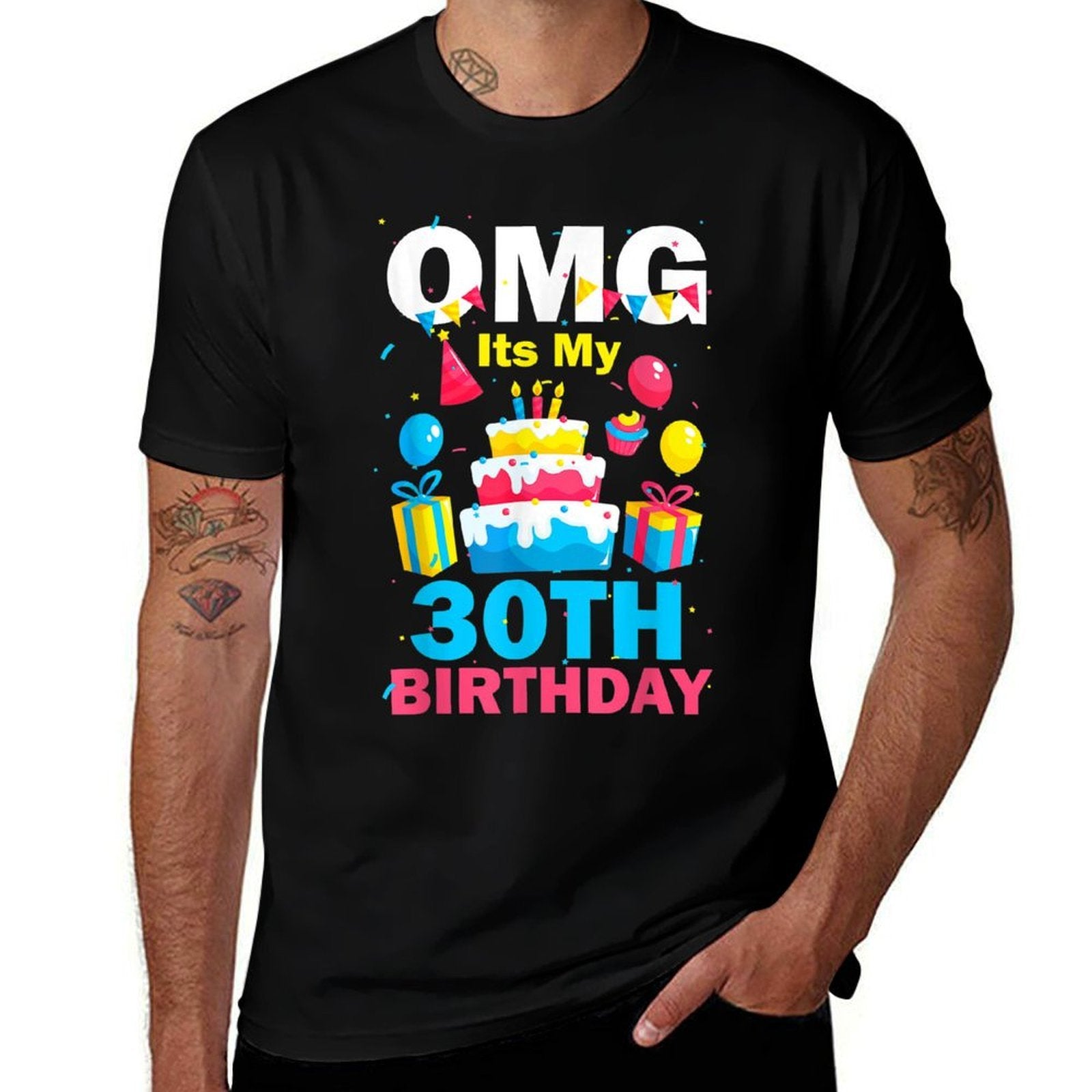 30 Years Old Birthday Party OMG Happy 30th Birthday Family  Wrinkle-resistant T-Shirt
