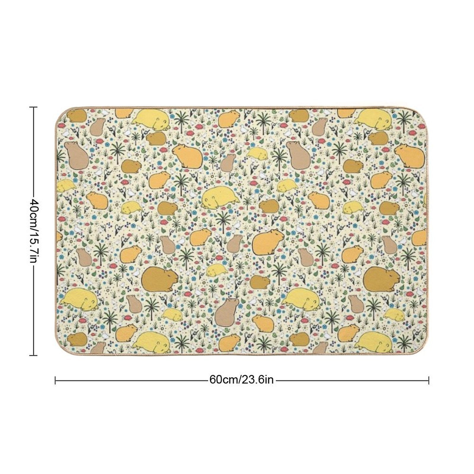 Capybaras in Gold  Easy To Clean Bath Mat