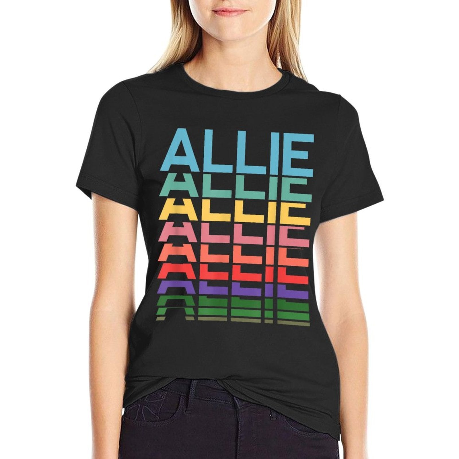 Allie Name Personalized Women Girl Retro Vintage Pattern  Easy-care T-Shirt
