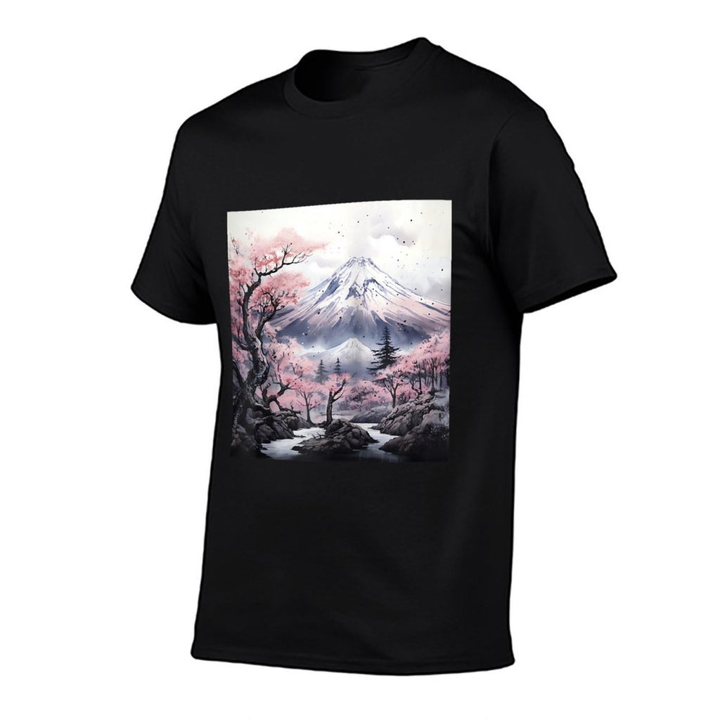 Sakura Waltz Japanese Petals Unfurl Twilight Mountains Raglan Baseball  Stretchy T-Shirt