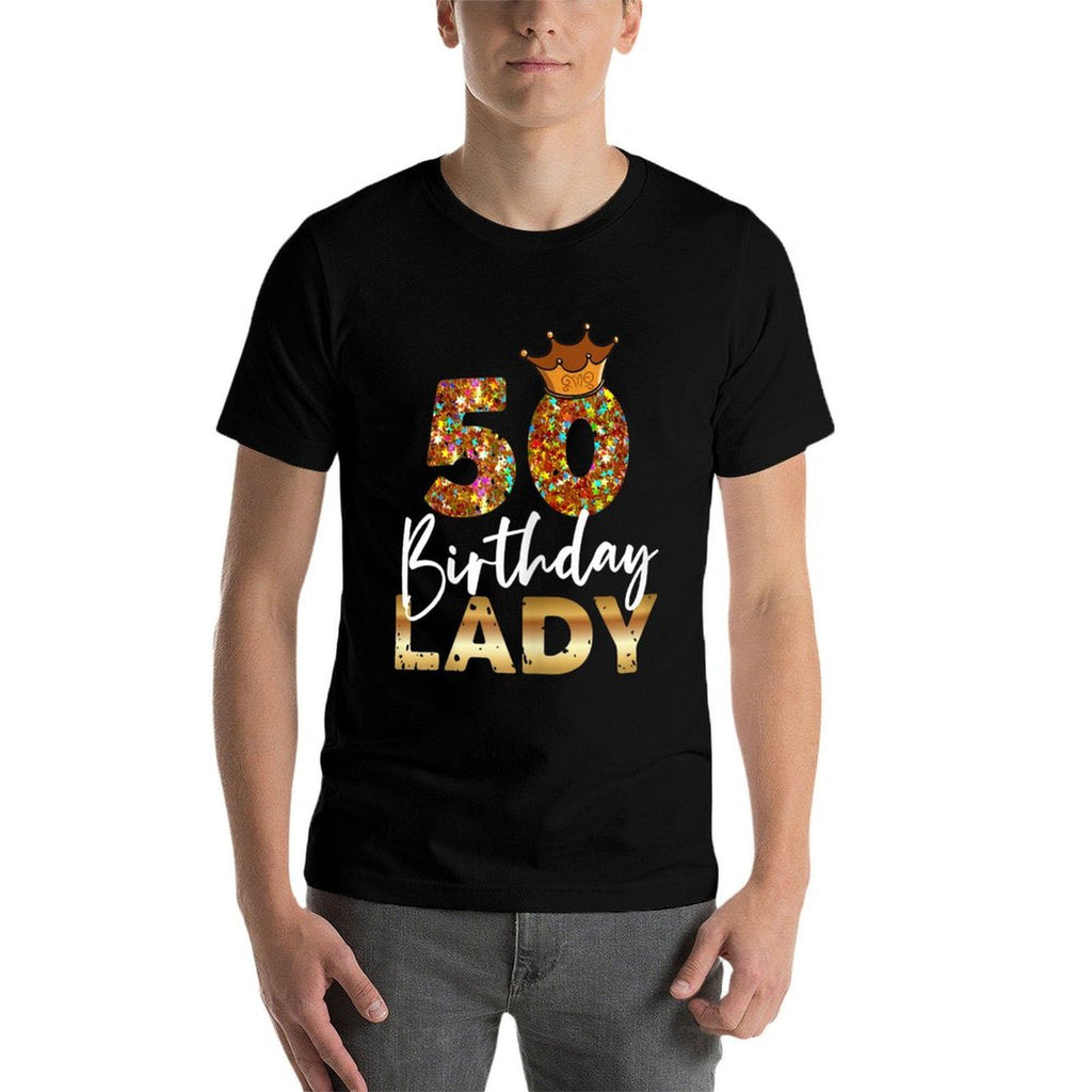 Womens 50th Birthday Lady for Her Fiftieth Bday Woman  Cotton T-Shirt