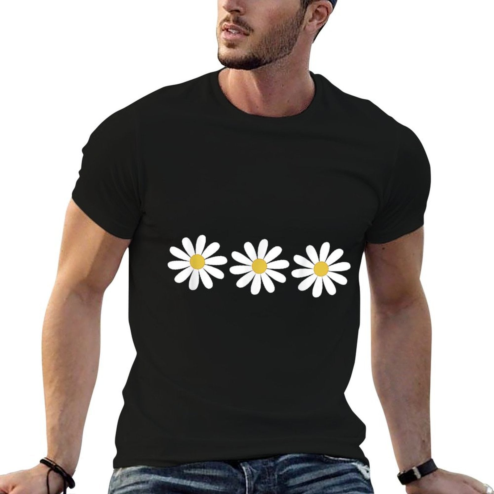 3 Simple But Pretty Daisy Flower  Heathered Texture T-Shirt