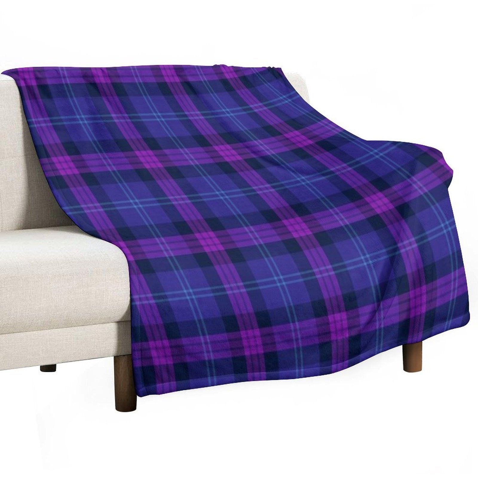 Great Scot Tartan  Cute Blue And Purple Scottish Plaid Eco-conscious Throw Blanket