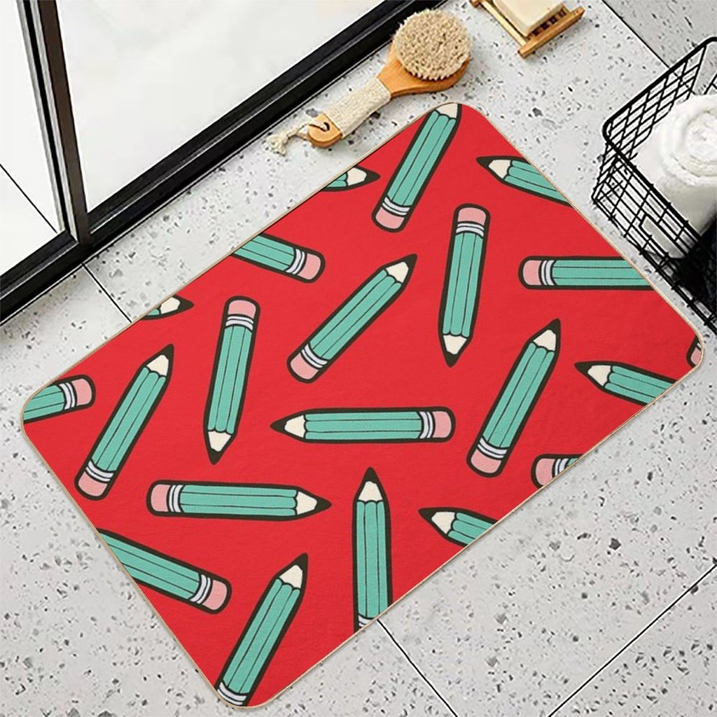 Pencil Power Red Pattern  Dirt-Trapping Bath Mat