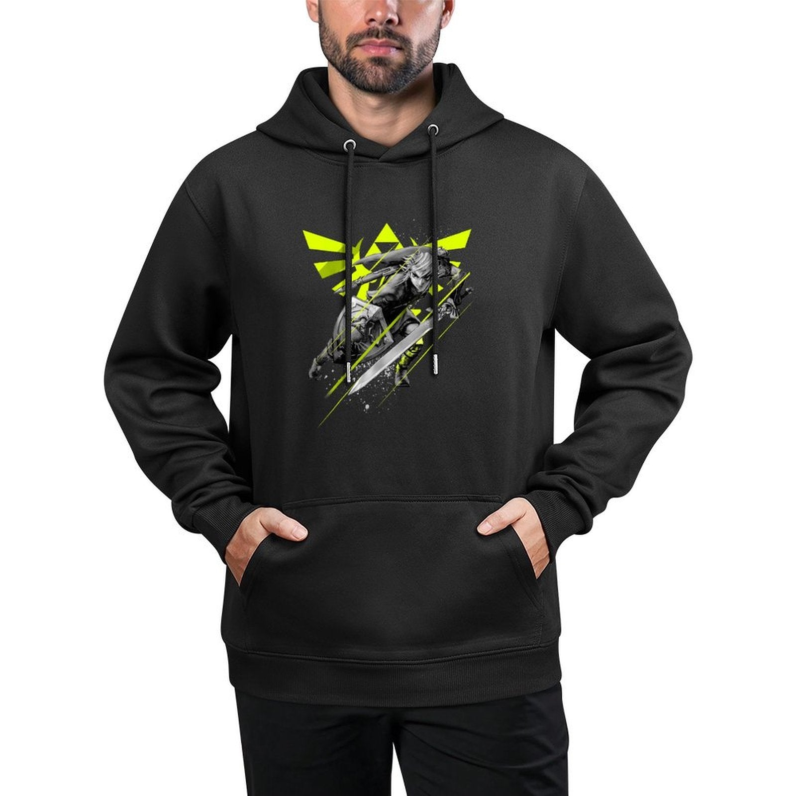 Legend of Zelda Link Neon Green Crest Relaxed Fit Hoodie