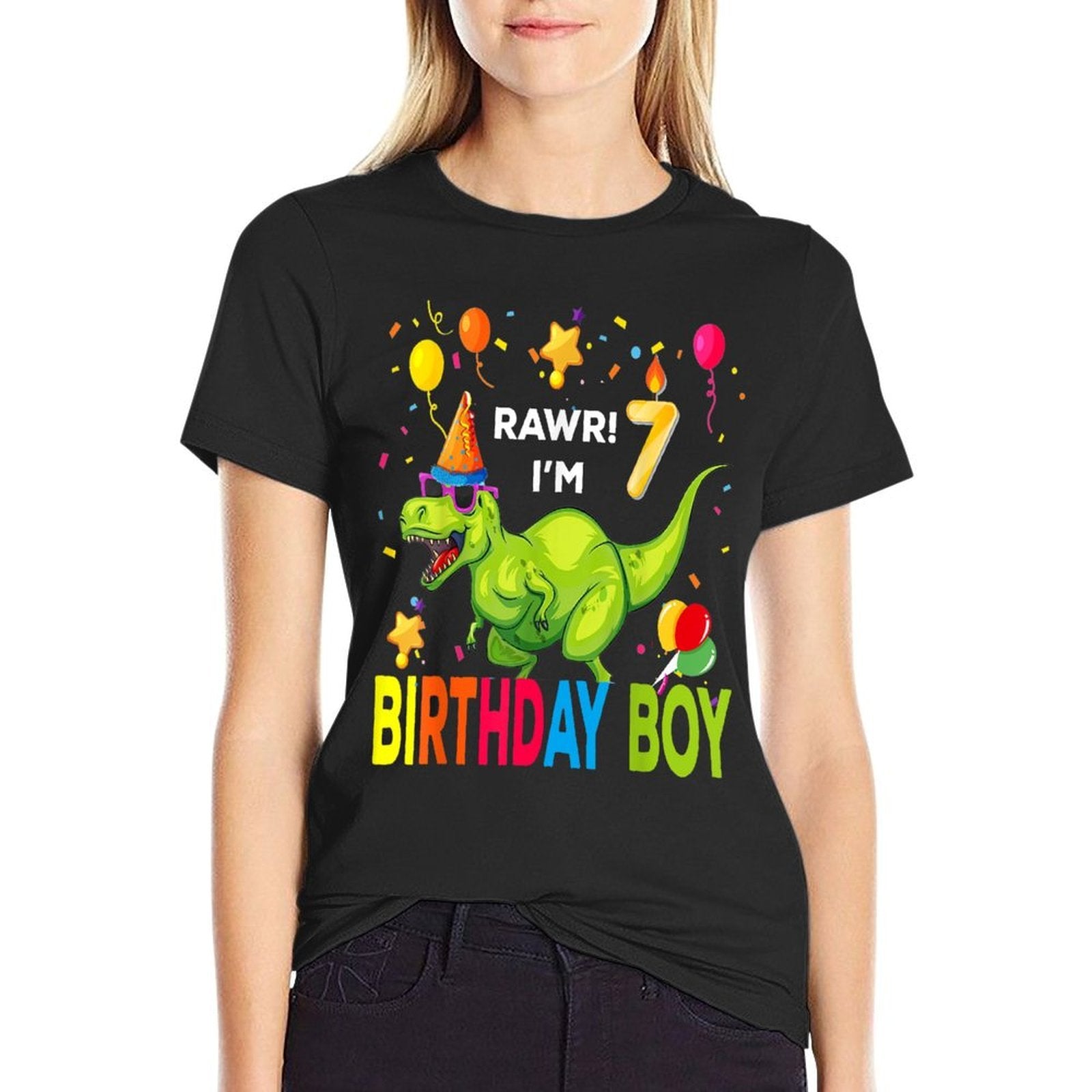 &#34;7th Birthday Dinosaur T Rex 7 Year Old Boy Kids&#34;  Eco-friendly Material T-Shirt