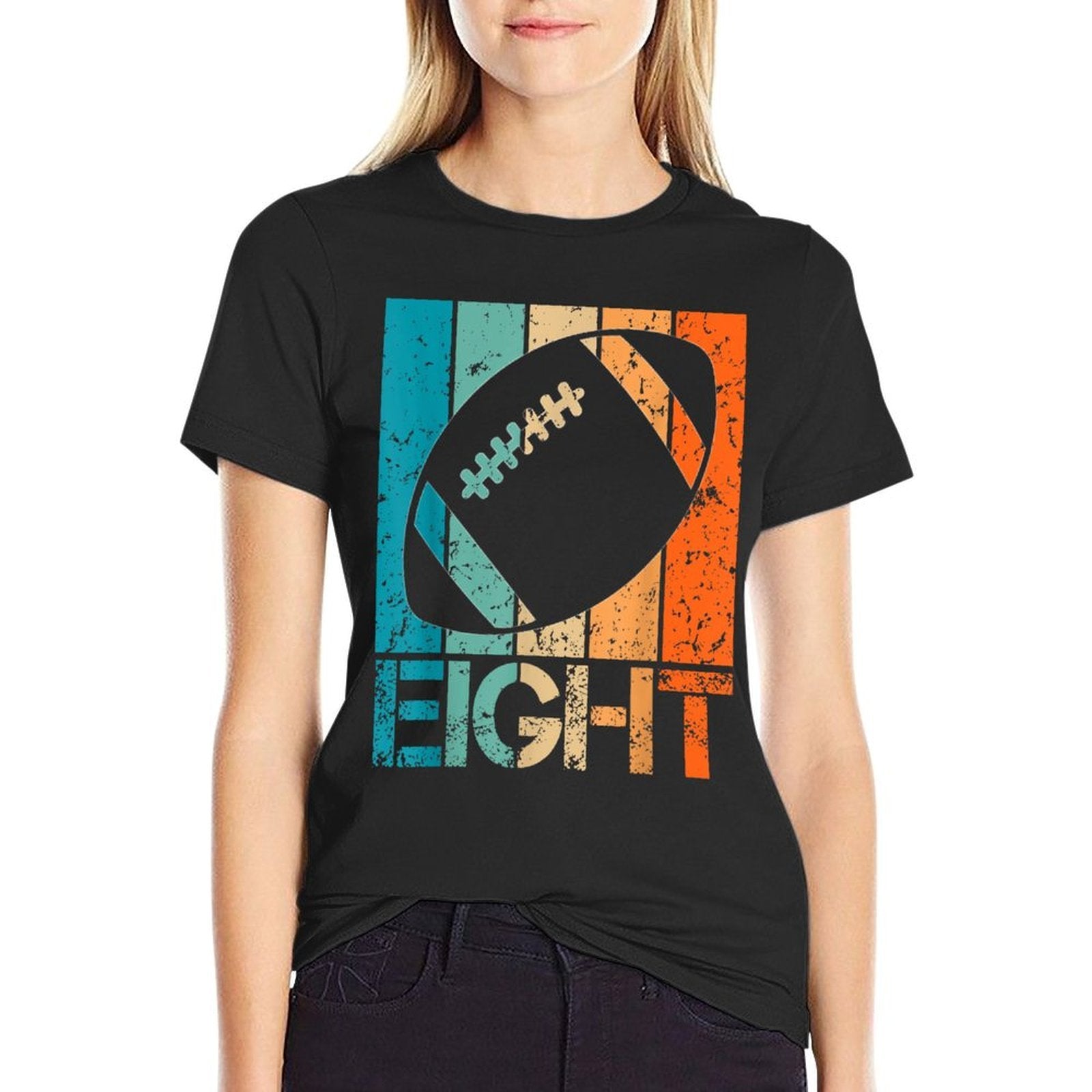 8th Football Birthday 8 Year Old 8yr Boys Birthday Football  Vintage-inspired T-Shirt