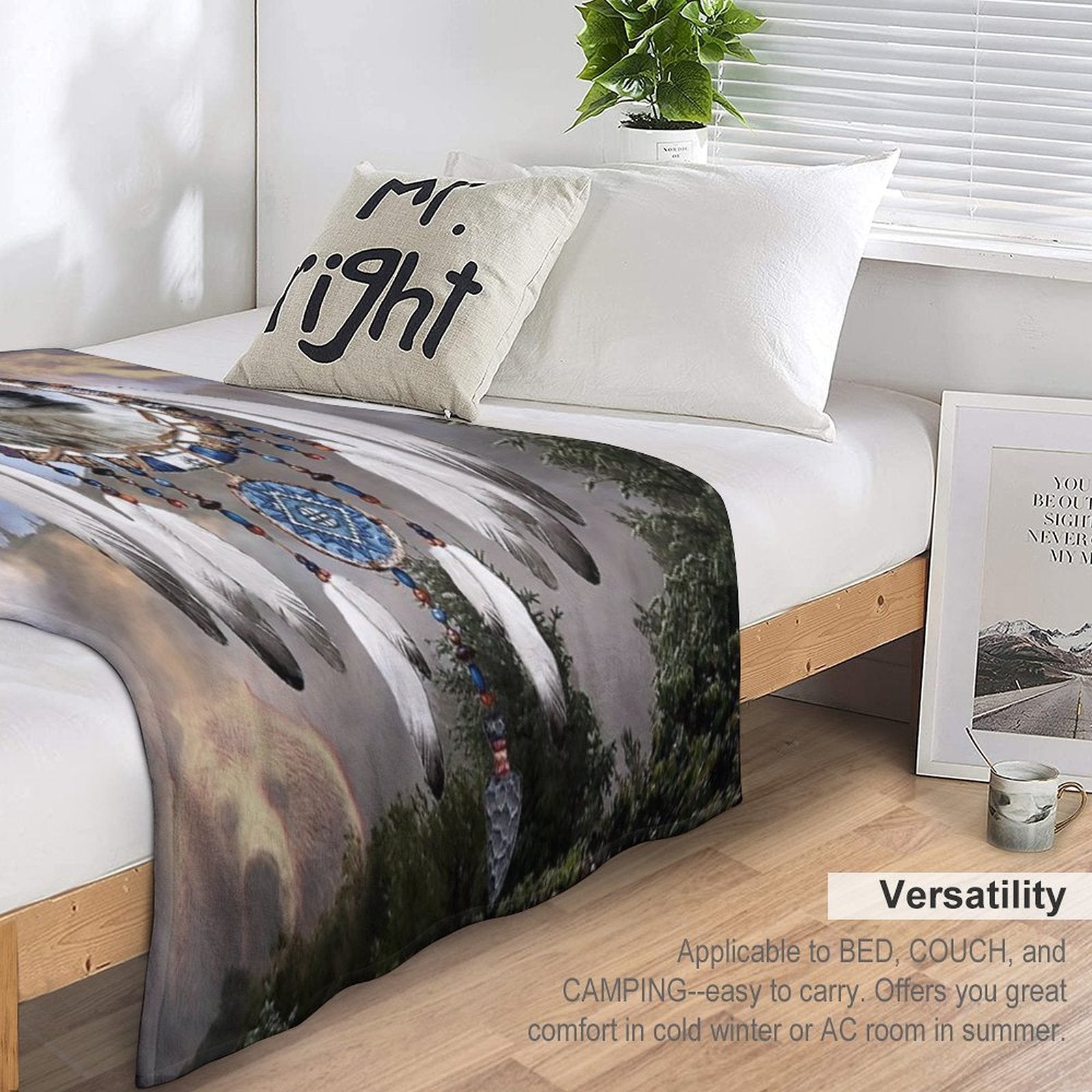 Wolf, Bear And Dream Catcher Anti-pilling Throw Blanket