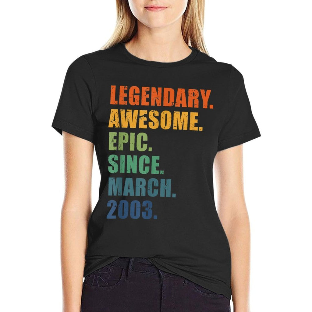 2003 March For Men Women 21 Year Anniversary 21st Birthday  Fade-proof Color T-Shirt