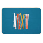 Retro Ski on Dark Blue  Easy Maintenance Bath Mat