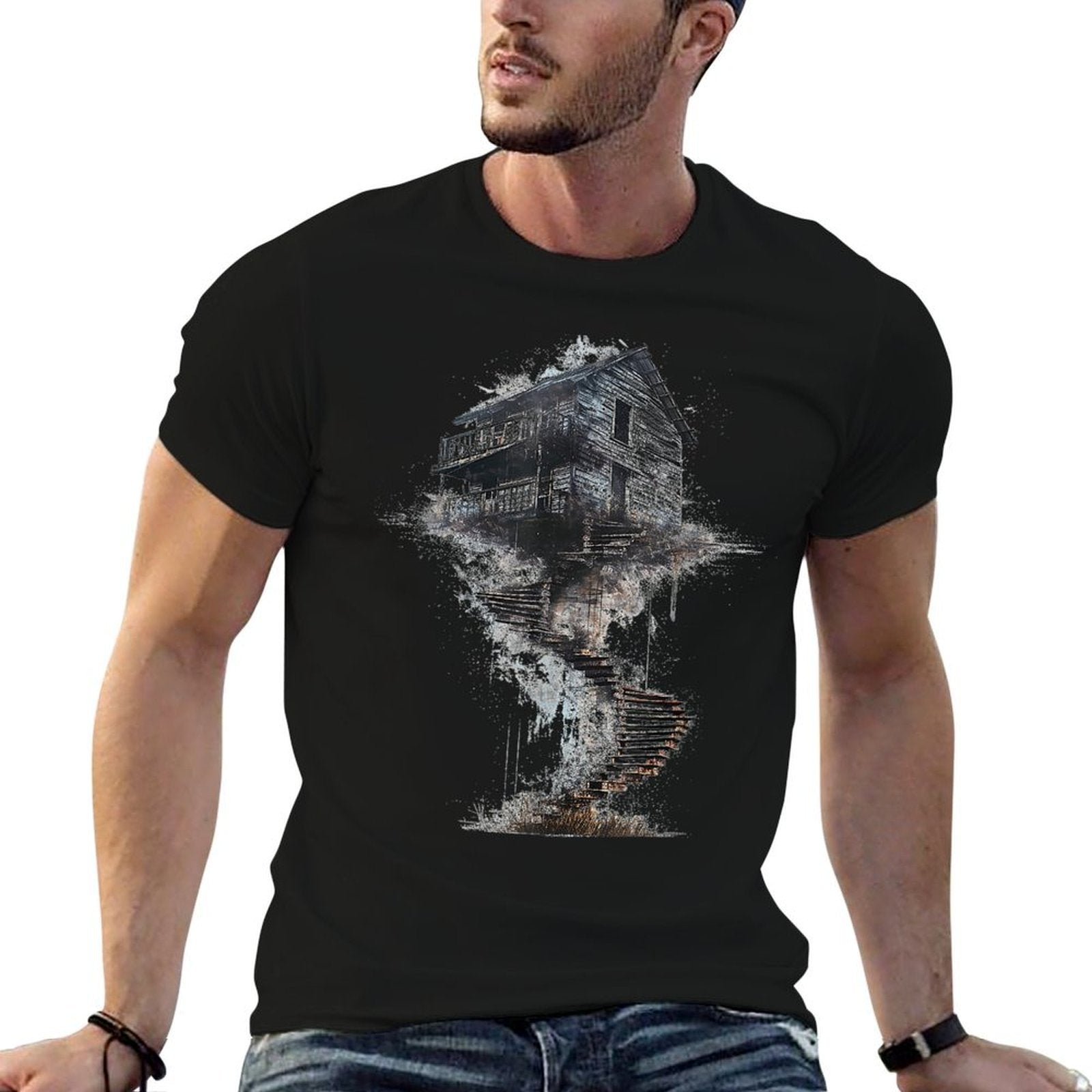 @rtY Art Painting Abstract Drawing DNA Graphic House  Breathable T-Shirt