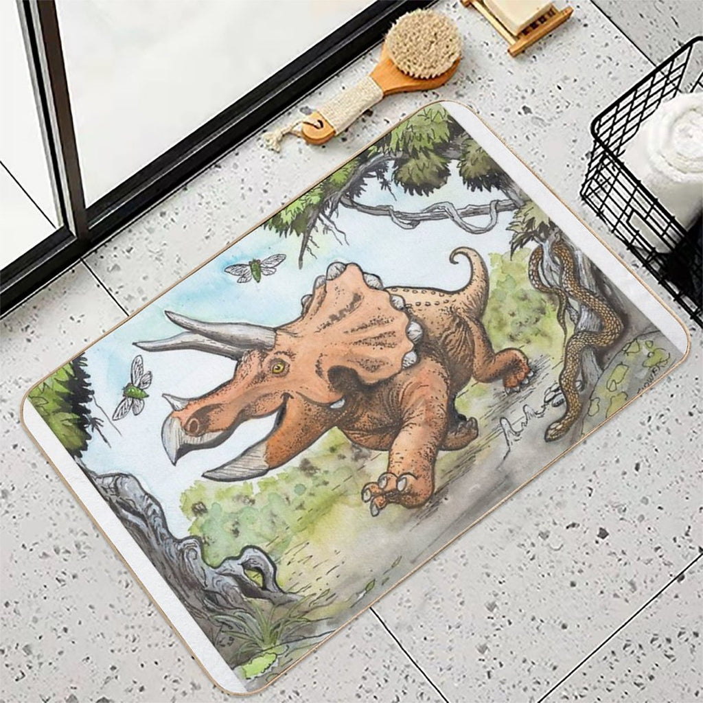 Happy Triceratops Durable Bath Mat