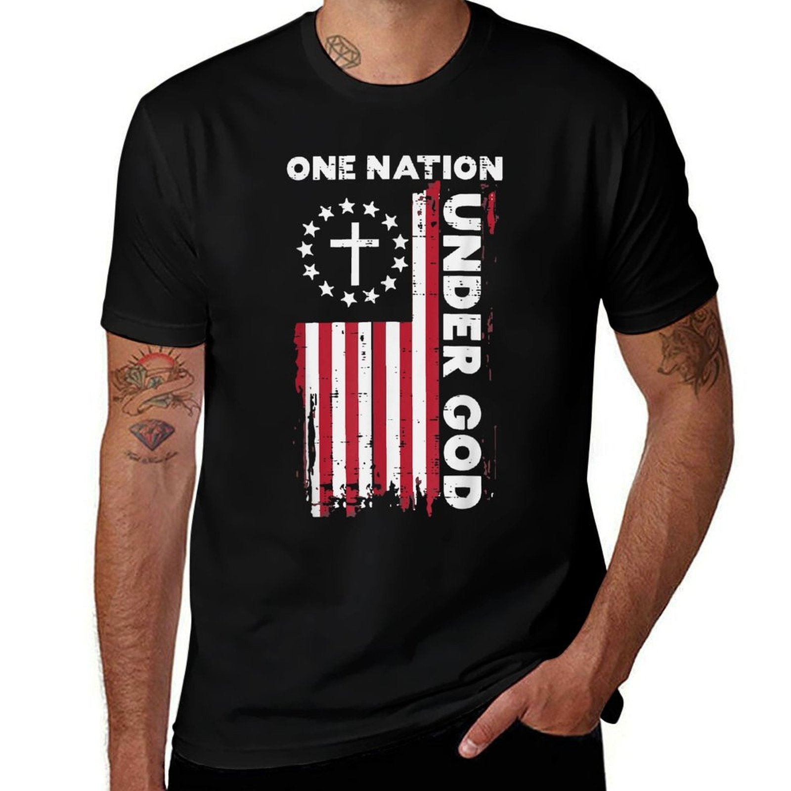 American One Nation Under God 4th Of July Christian  Durable T-Shirt
