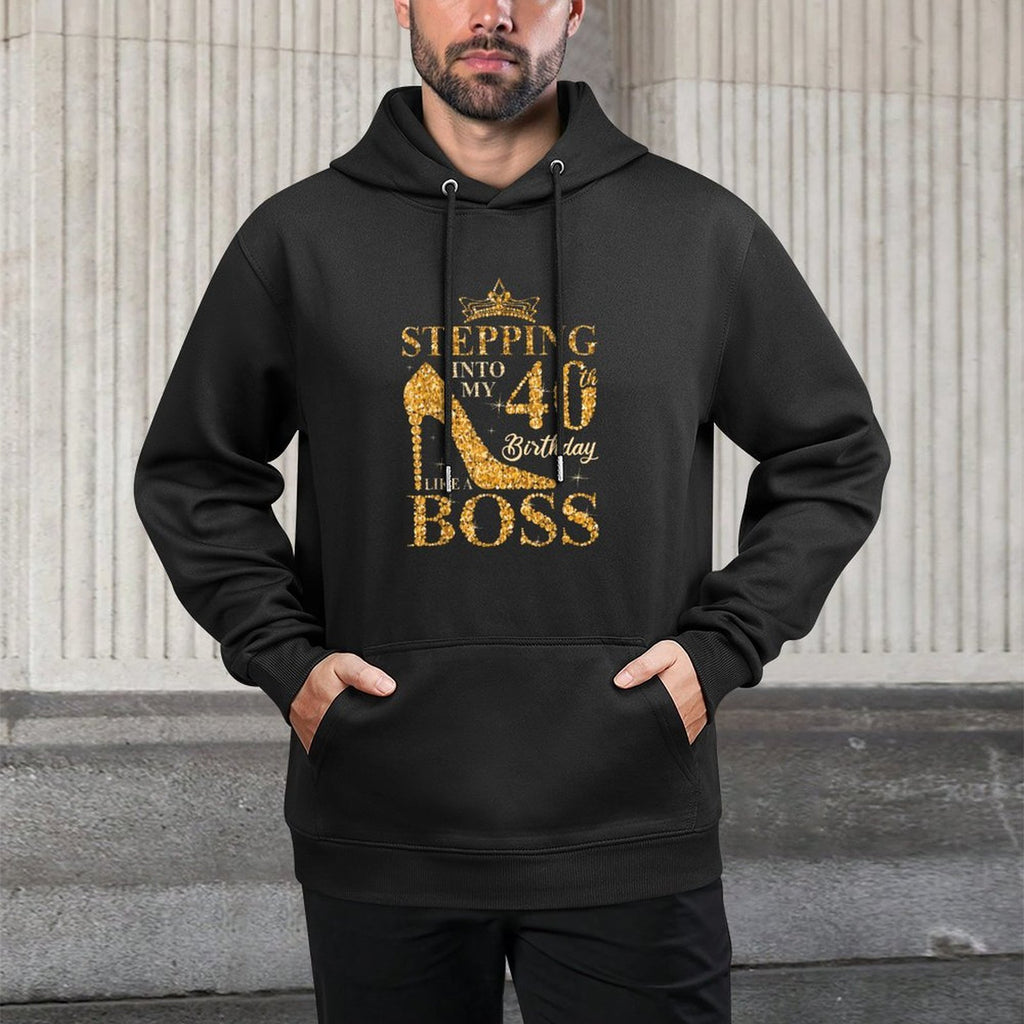 Stepping Into My 40th Birthday Like A Boss 40th B-Day Party Kangaroo Pocket Hoodie