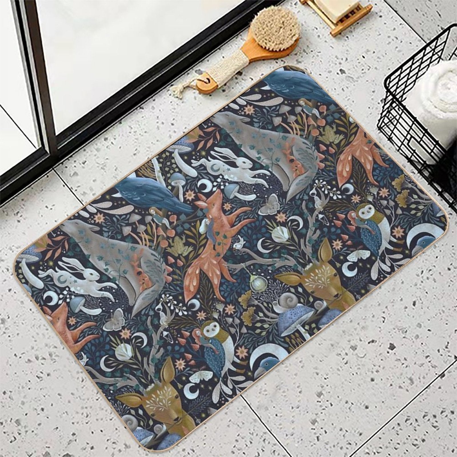Whimsical Gothic Pattern  Easy Maintenance Bath Mat