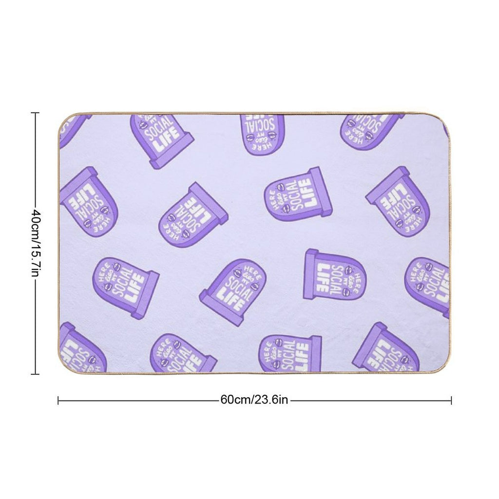 Here Lies My Social Life in Lilac  Non-Slip Bath Mat