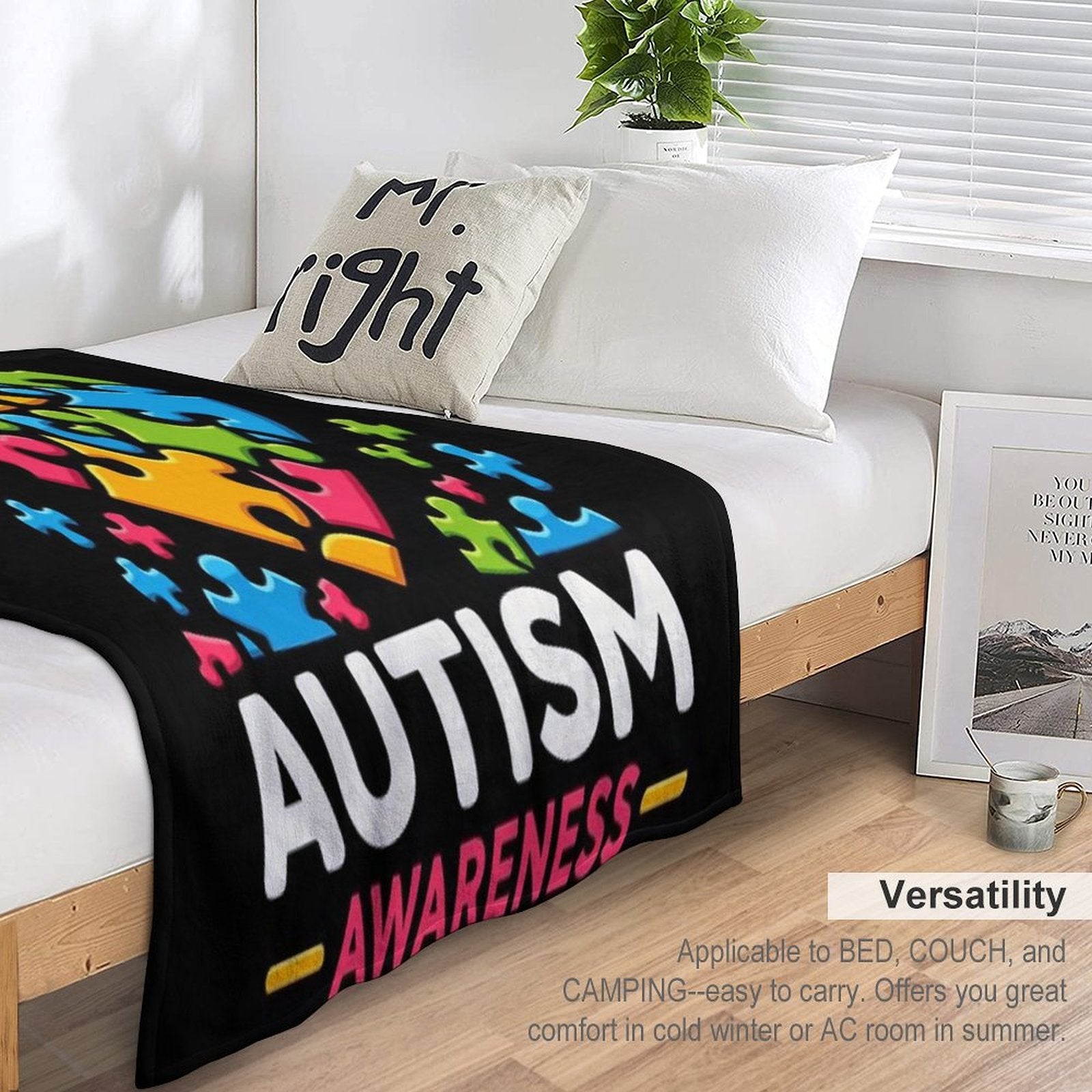 Autism Awareness Month ASD Neurodiversity Shrink-resistant Throw Blanket