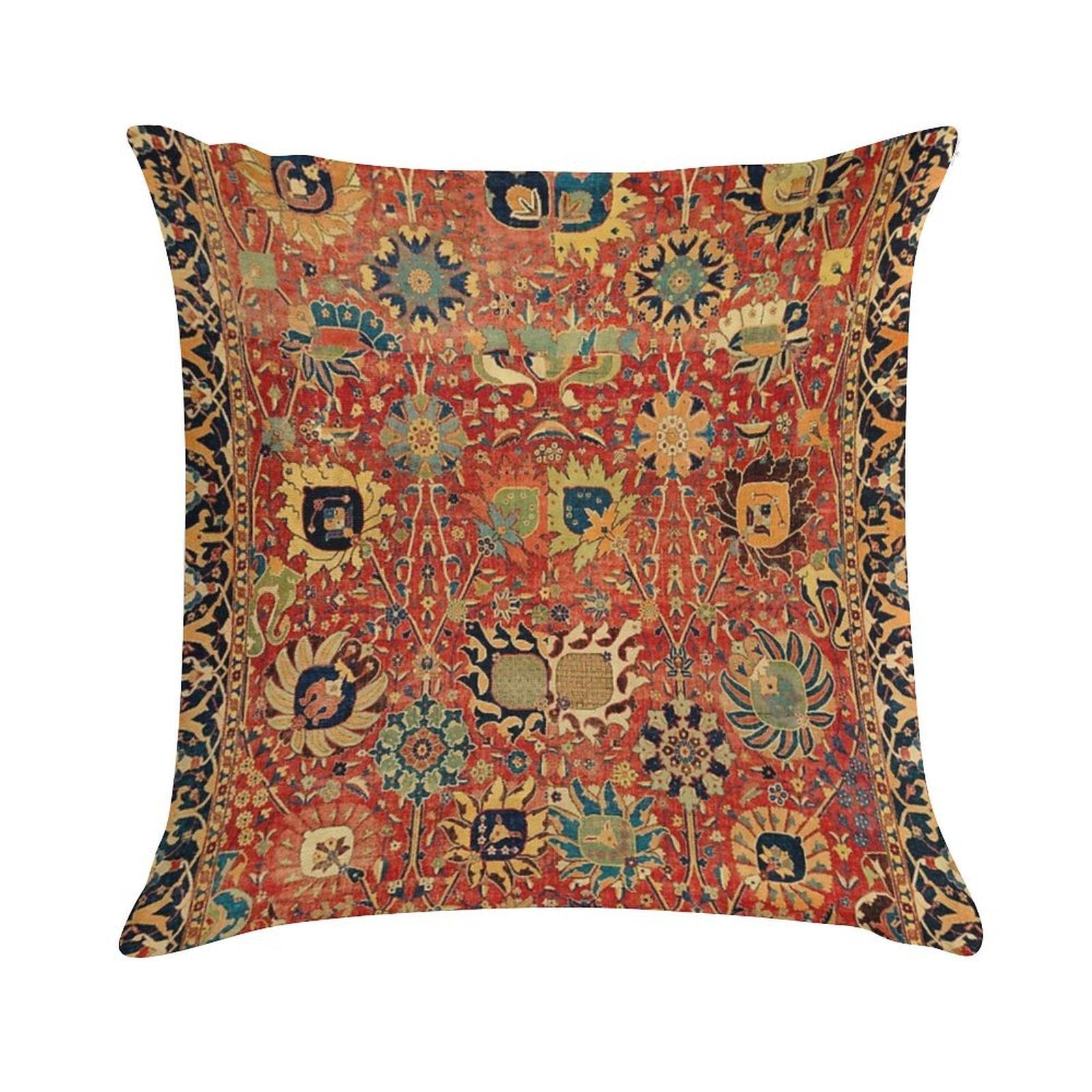 17th Century Isfahan Or Kerman Persian Rug Print Soft Skin-Friendly Throw Pillow
