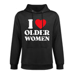 I Heart Older Women Red Heart I Love Older Women Funny Breathable Fabric Hoodie