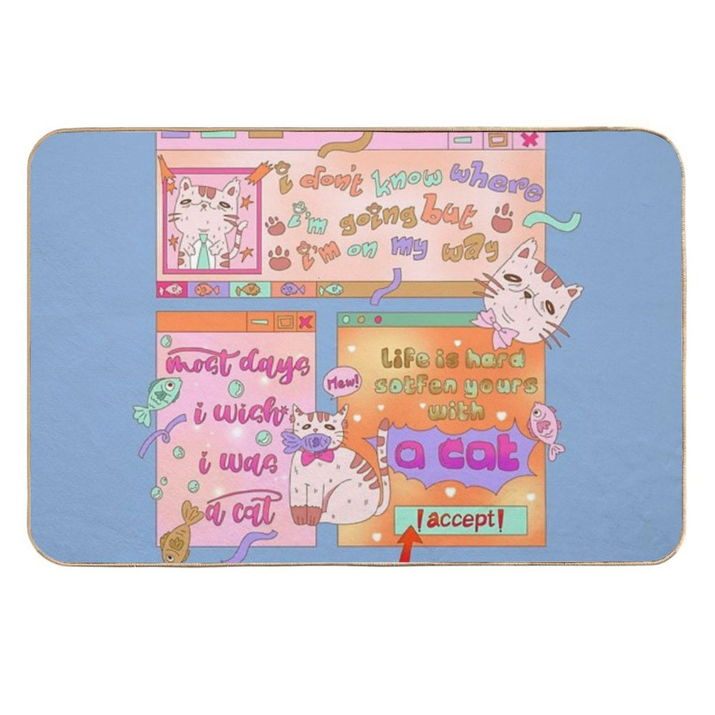 Cat Thoughts  Stain-Proof Bath Mat