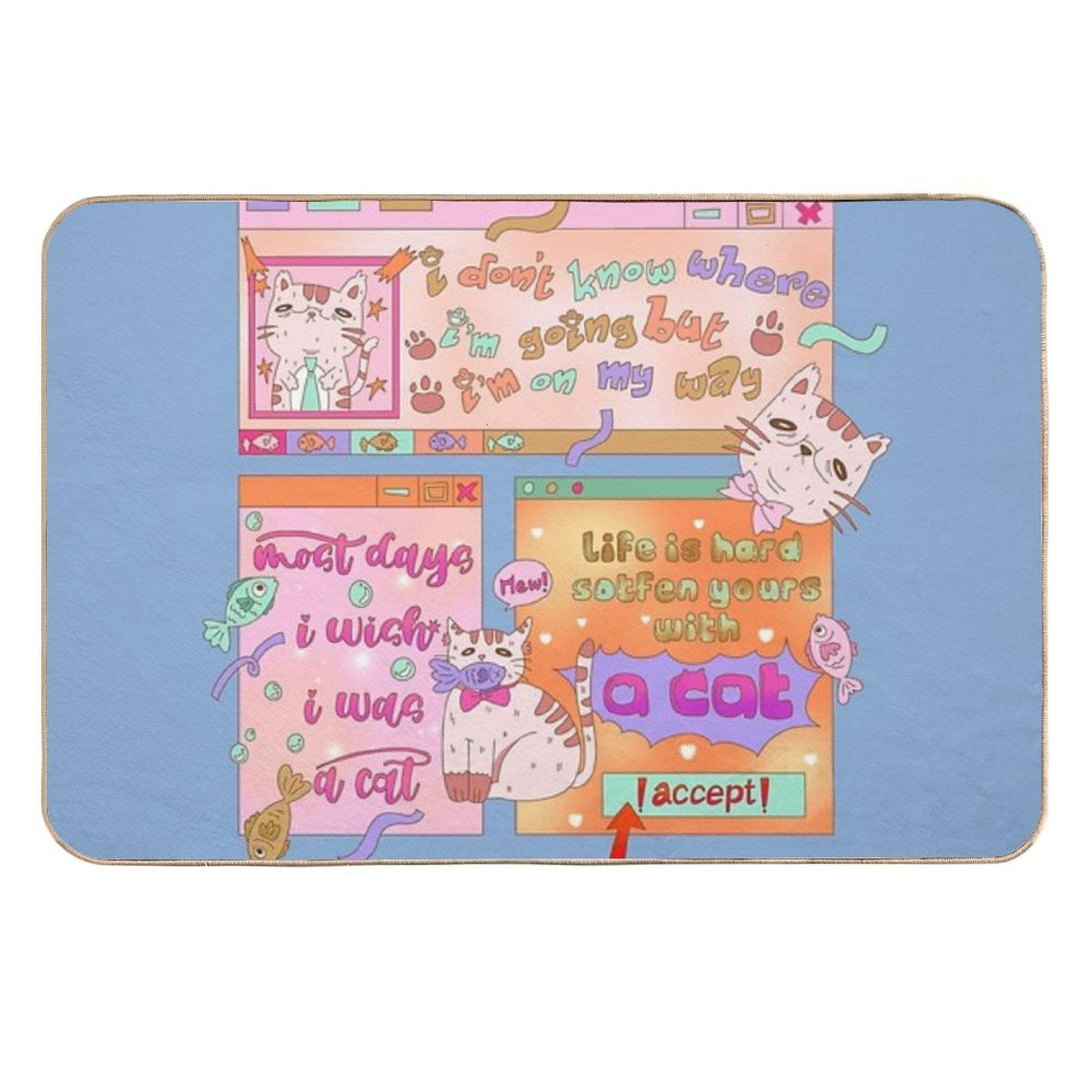 Cat Thoughts  Stain-Proof Bath Mat