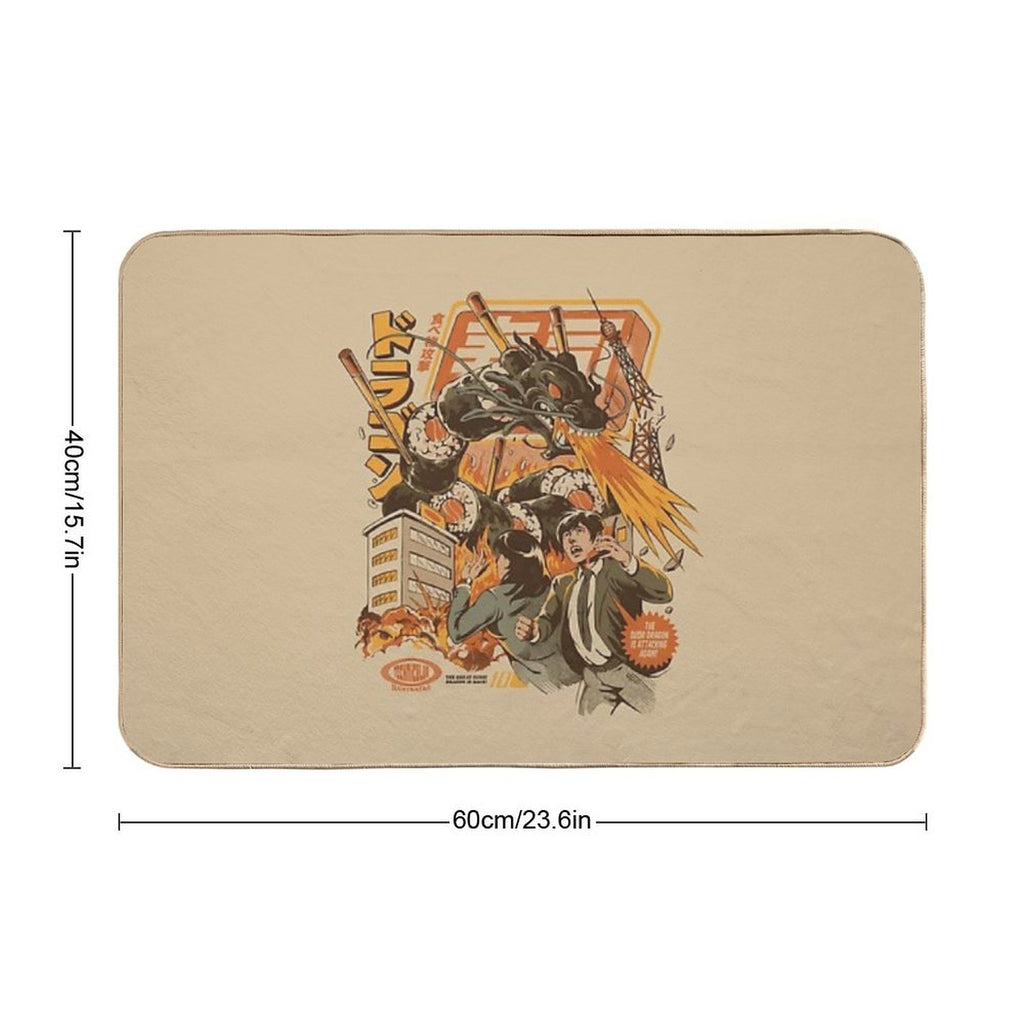 Sushi Dragon Attack  Stain-Proof Bath Mat