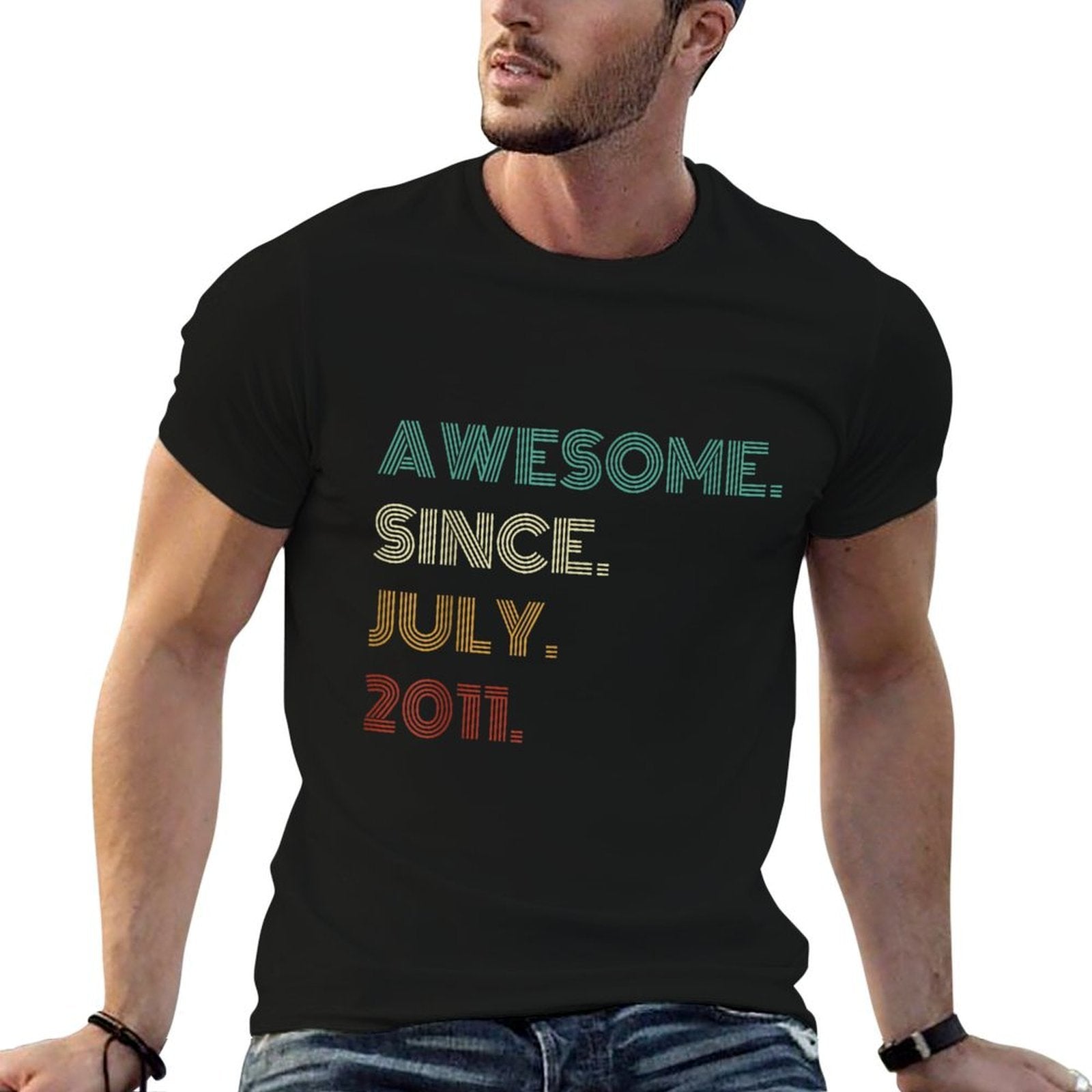 14 Years Old Awesome Since July 2011 14th Birthday  Summer-ready Fabric T-Shirt