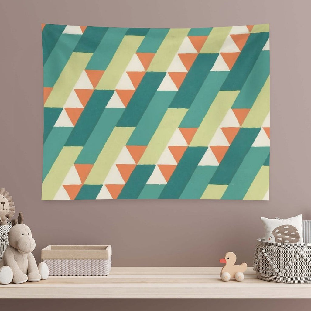 Diagonal Geometric Pattern – Vibrant Retro Style Tapestry
