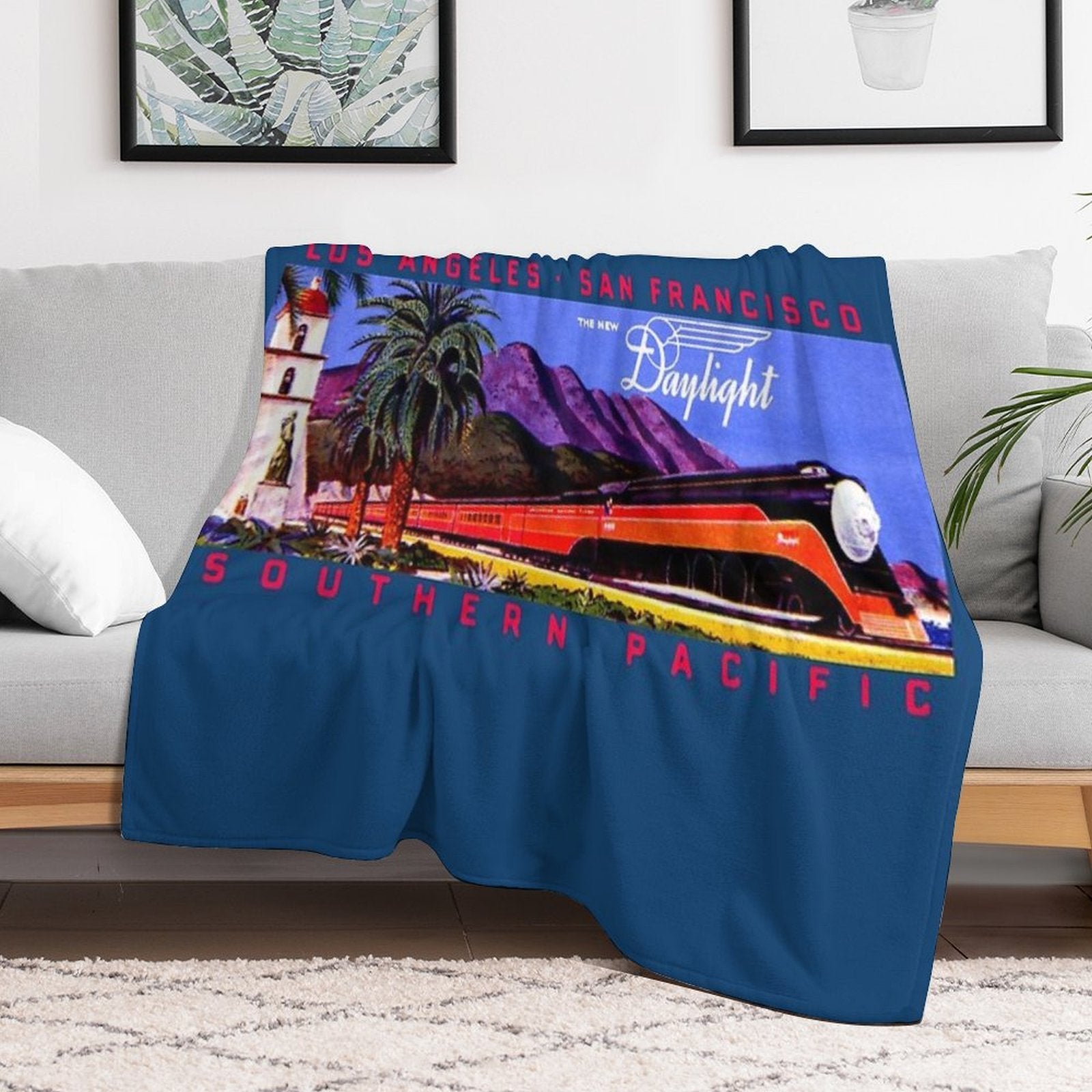 1930s Daylight Railroad Train Durable Throw Blanket