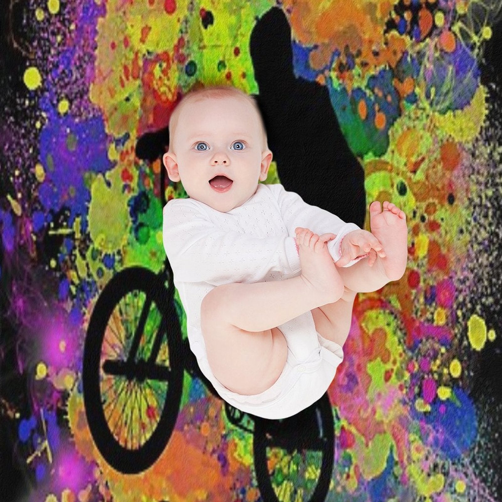 Extreme Sports BMX Bike Coloured Splash Illustration Wrinkle-free Throw Blanket