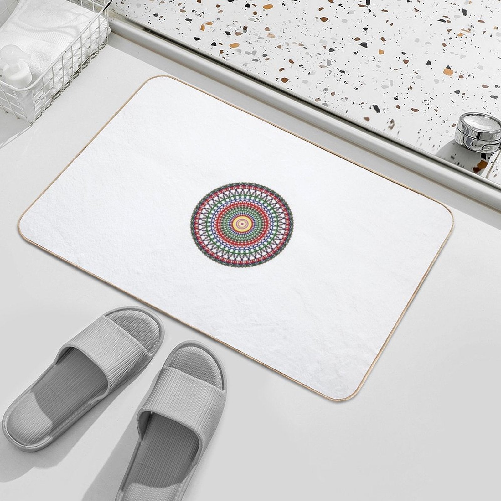 Bold & Proud Mandala  LGBTQ+ Pride Art Celebrating Courage & Radiant Identity  Absorbent Bath Mat