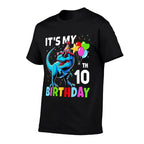 10th Birthday Boys 10yr Ten 10 Year Old Dinosaur T-Rex  Stretchy T-Shirt