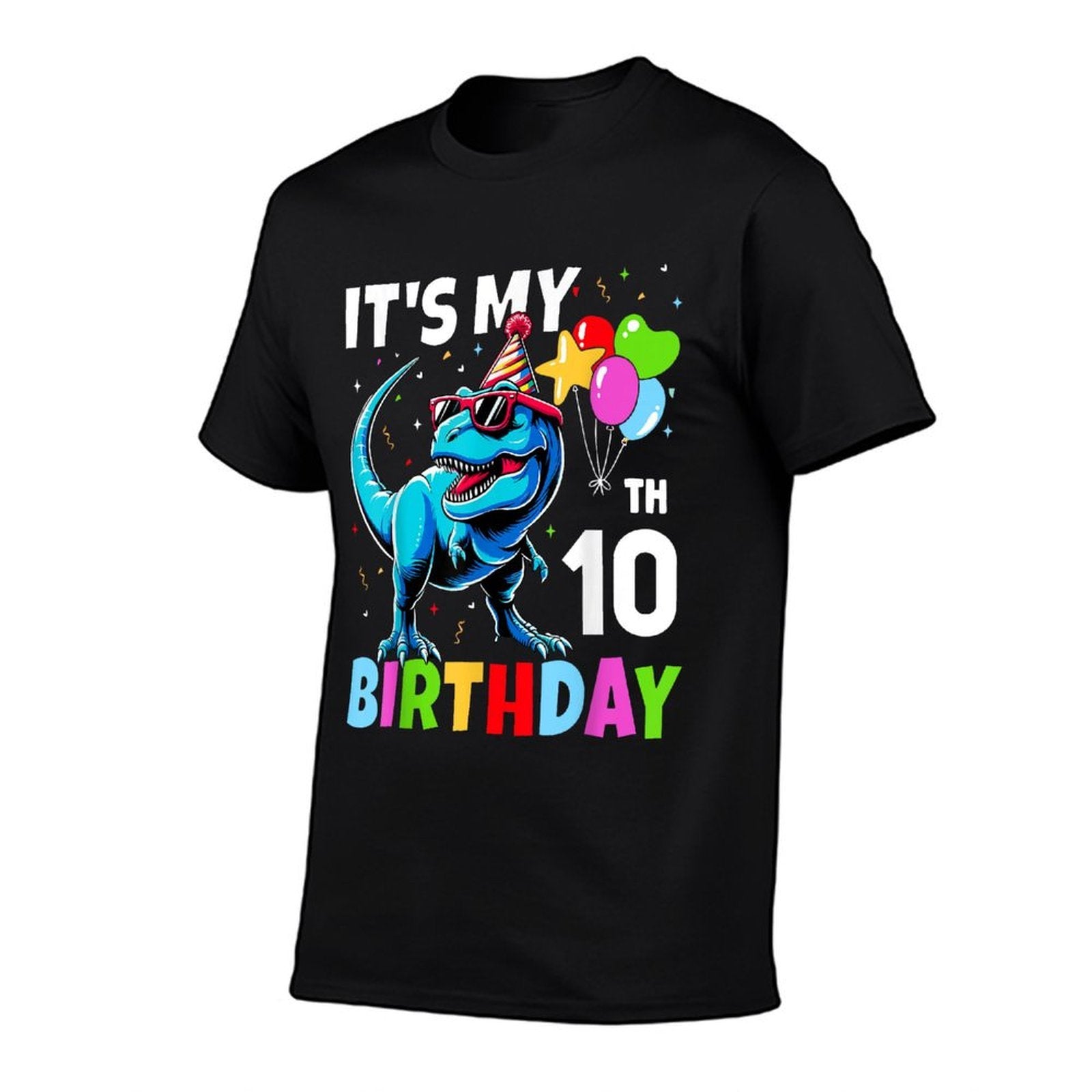 10th Birthday Boys 10yr Ten 10 Year Old Dinosaur T-Rex  Stretchy T-Shirt