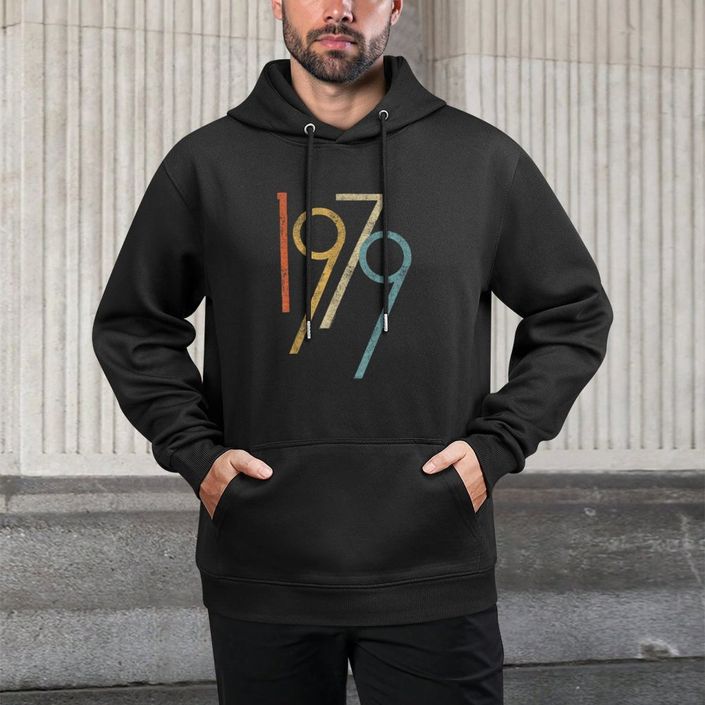 Vintage 1979 Birth Year Gen X 80s Millennial Birthday Number Shrink-Resistant Hoodie