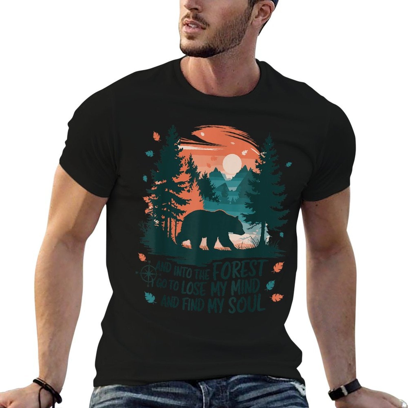 And Into The Forest I Go To Lose My Mind Camping Bear  Stretchy T-Shirt