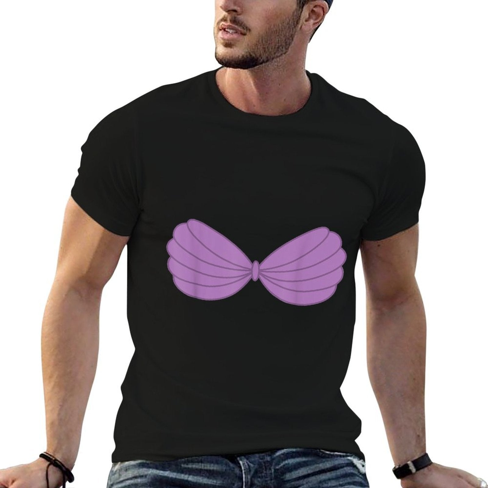 Purple Mermaid Seashell Bra Costume  Breathable T-Shirt