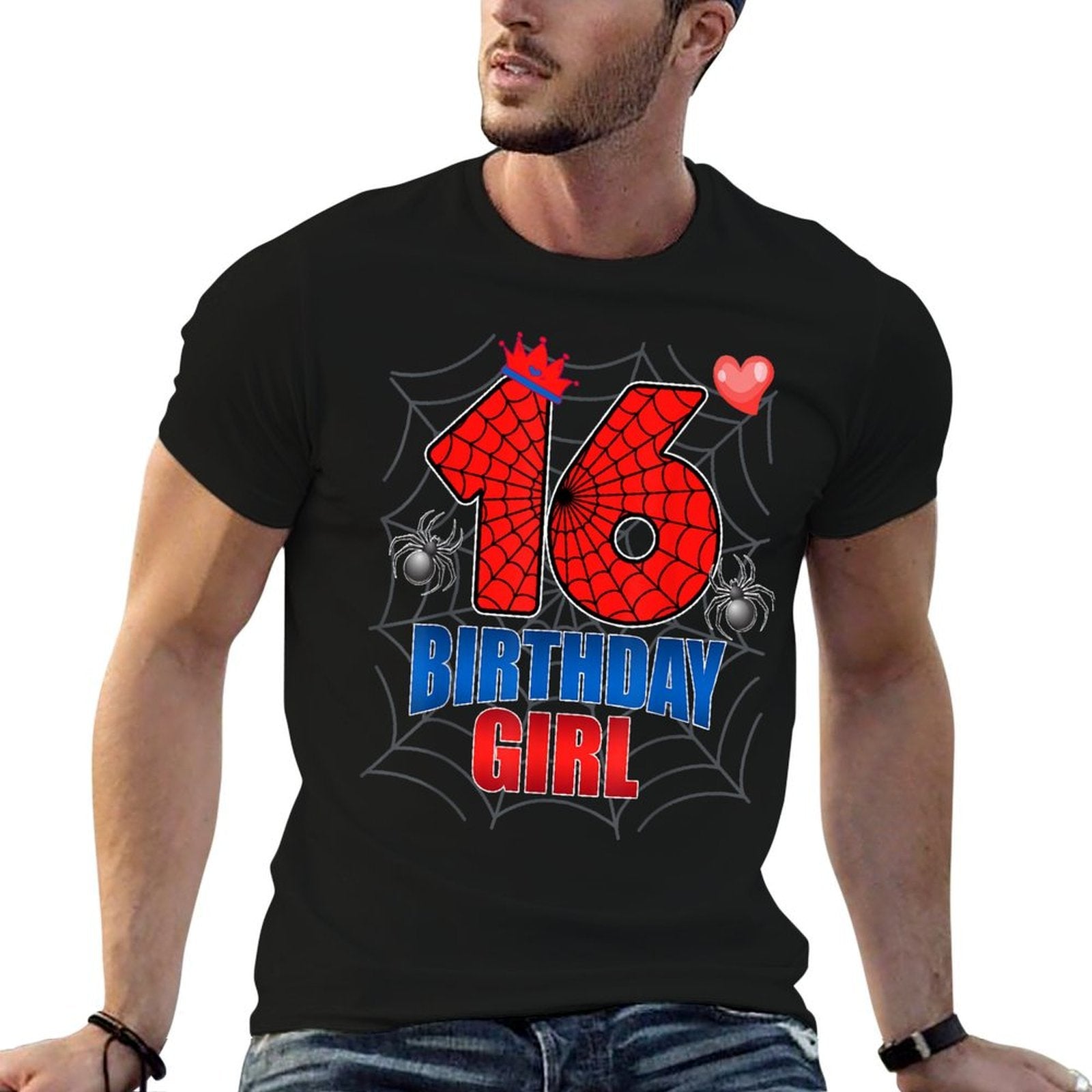 Spider Web Sixteen 16 Years Old It's My 16th Birthday Girl  Cotton T-Shirt