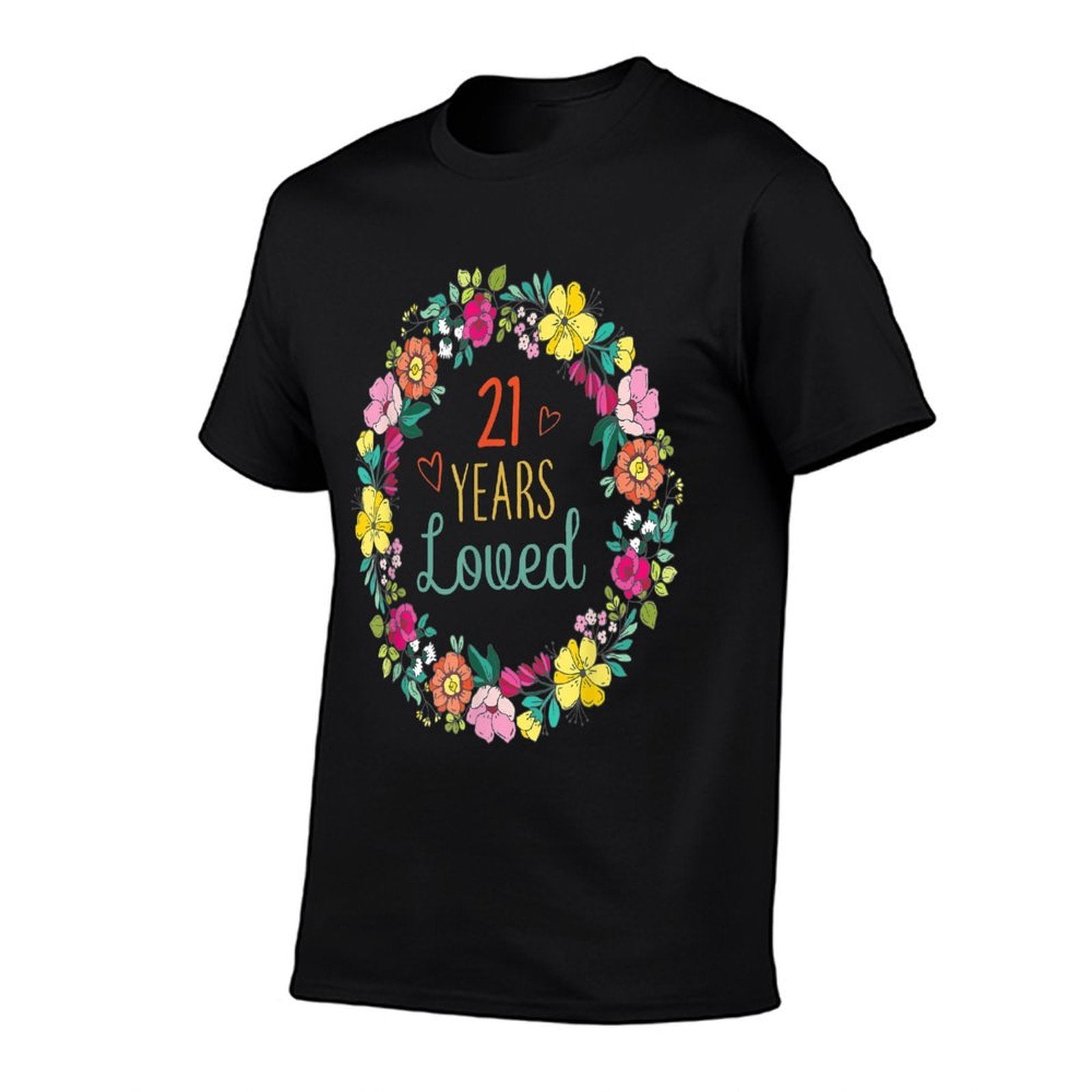 21 Years Loved Cool Flowers Pattern Daughter 21st Birthday  Easy-care T-Shirt