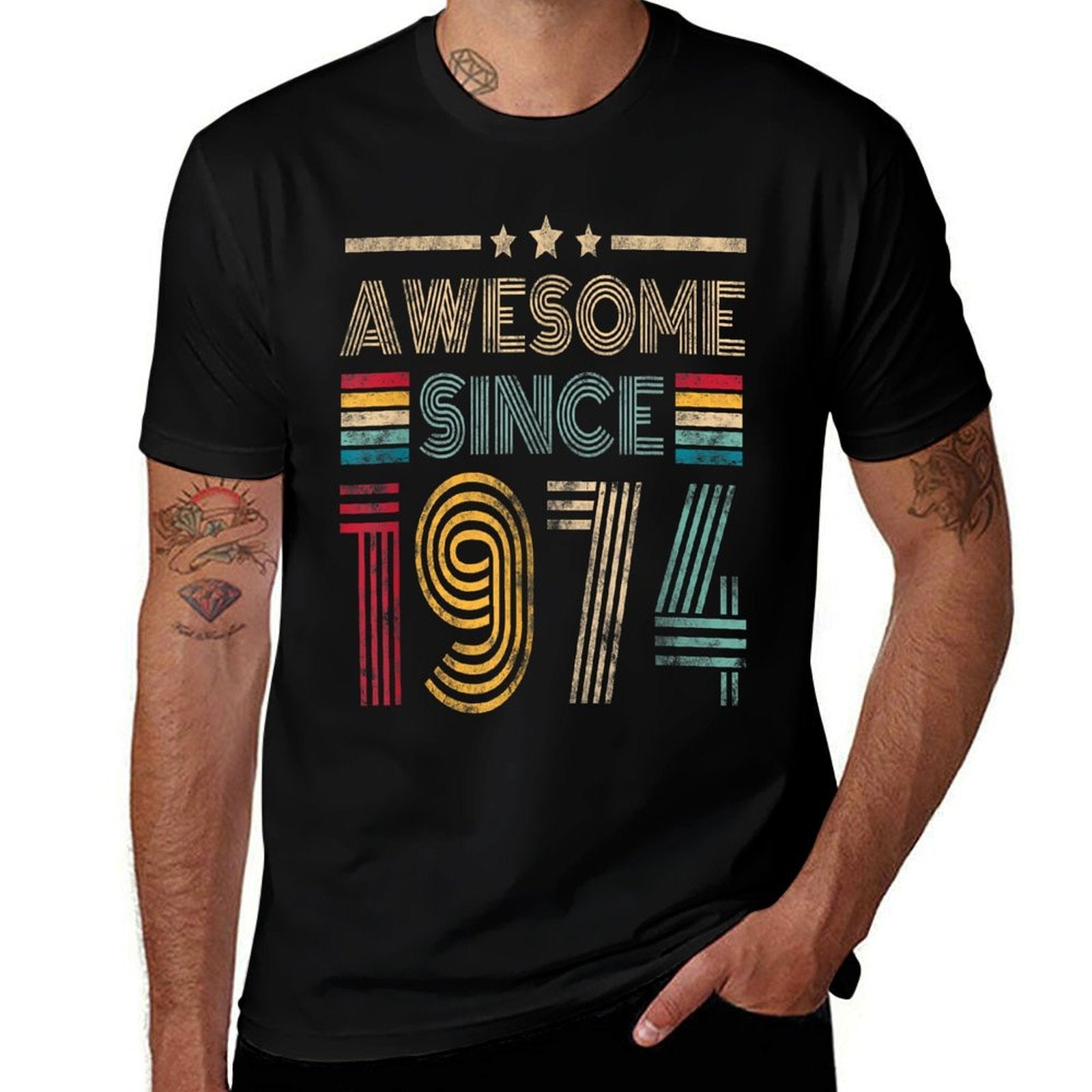 Awesome Since 1974 Vintage Gifts 50 Years Old 50th Birthday  Lightweight T-Shirt
